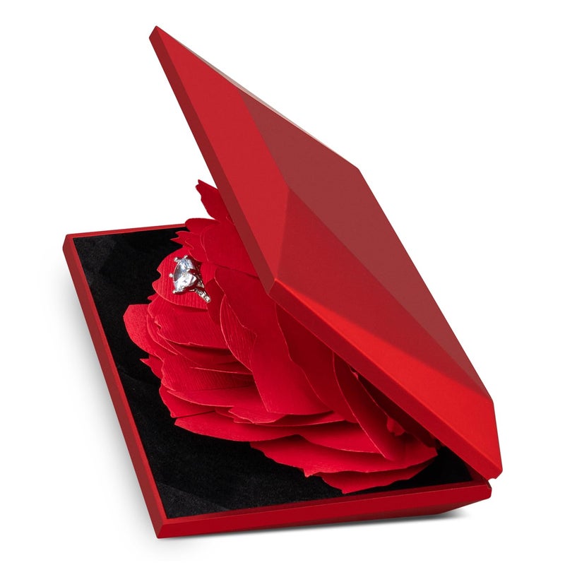 Wislist Creative Ring Box Small Ring case for Proposal Engagement Wedding Ceremony Birthday Gift Jewelry Display Presentation Storage Chest Holder Organizer (Red) - Image 3